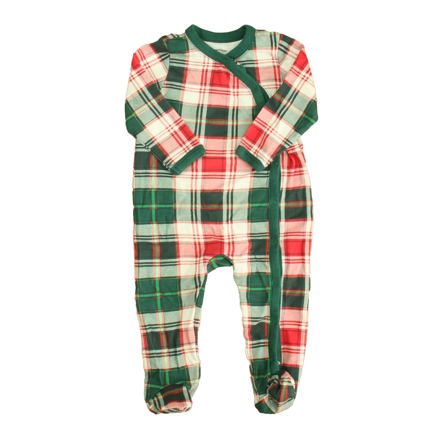 Nordstrom Boys Red | Green Plaid 1-piece footed Pajamas Size: 9 Months Red | Green Plaid