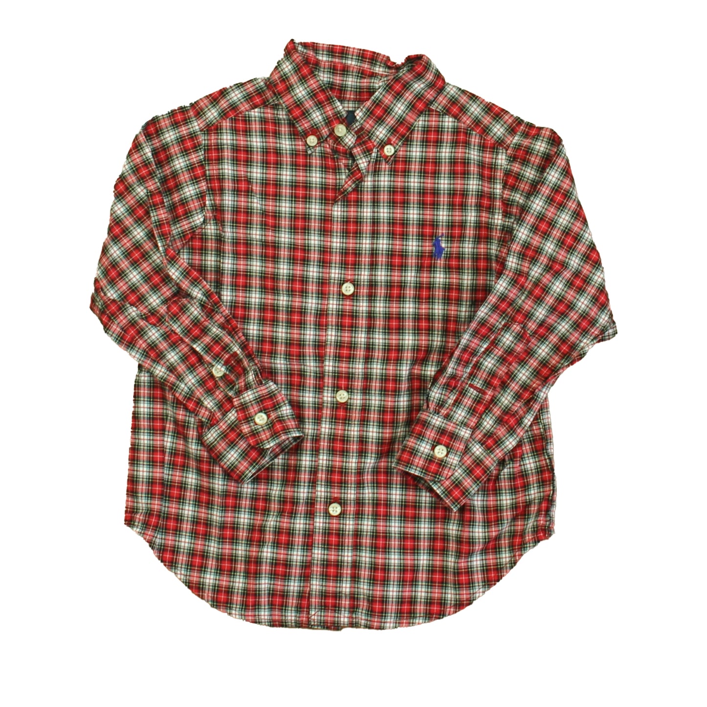 Ralph Lauren Boys Red | Green Plaid Button Down Long Sleeve Size: 2T Red | Green Plaid