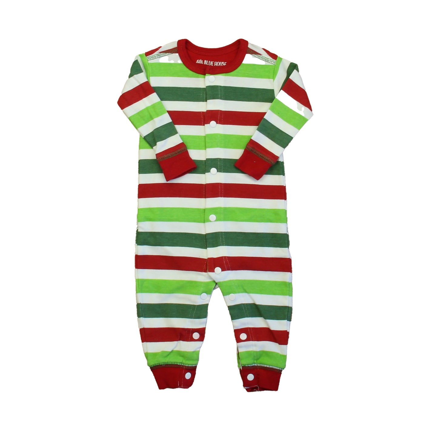 Little Blue House Unisex Red | Green Stripe 1-piece Non-footed Pajamas Size: 3-6 Months Red | Green Stripe