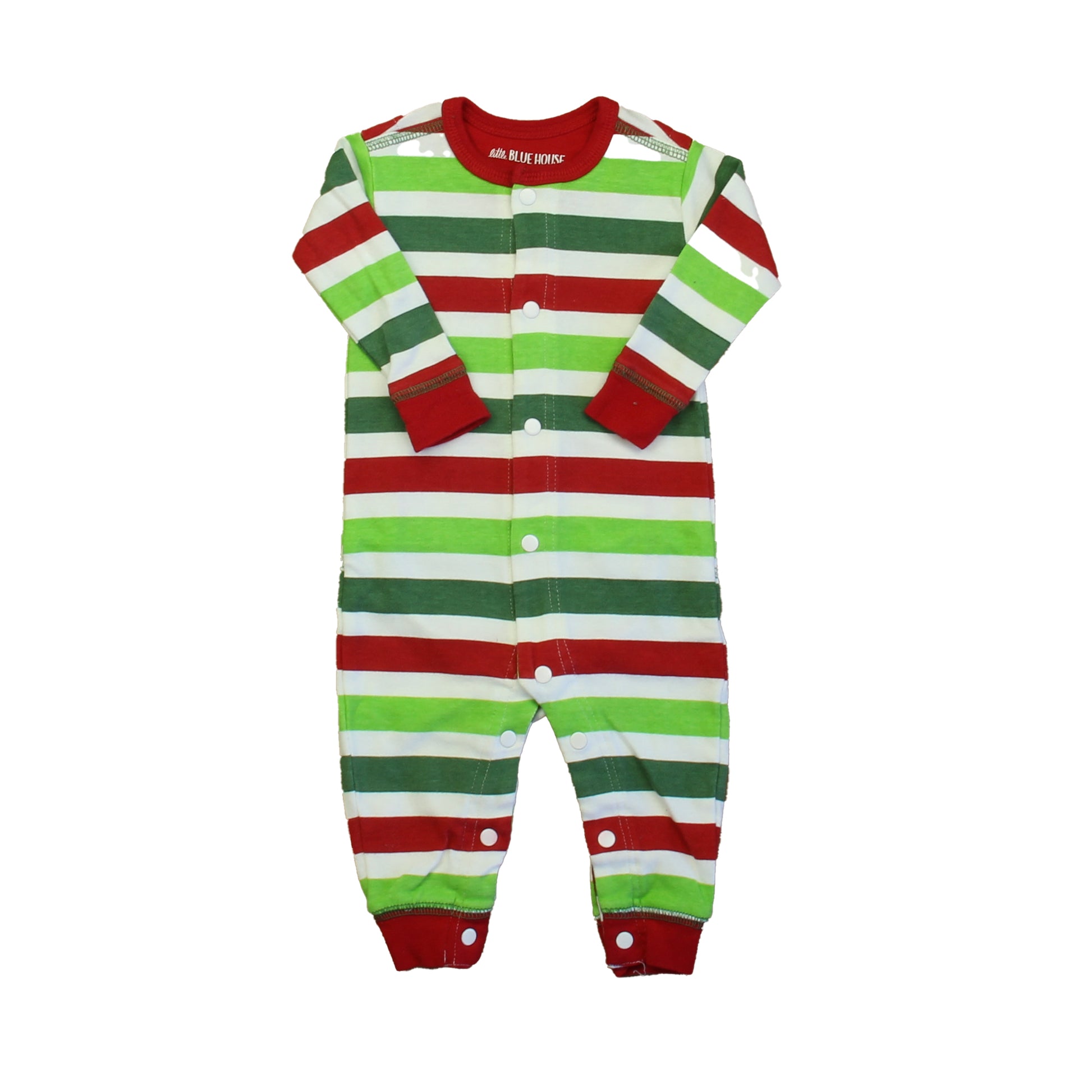 Little Blue House Unisex Red | Green Stripe 1-piece Non-footed Pajamas Size: 3-6 Months Red | Green Stripe