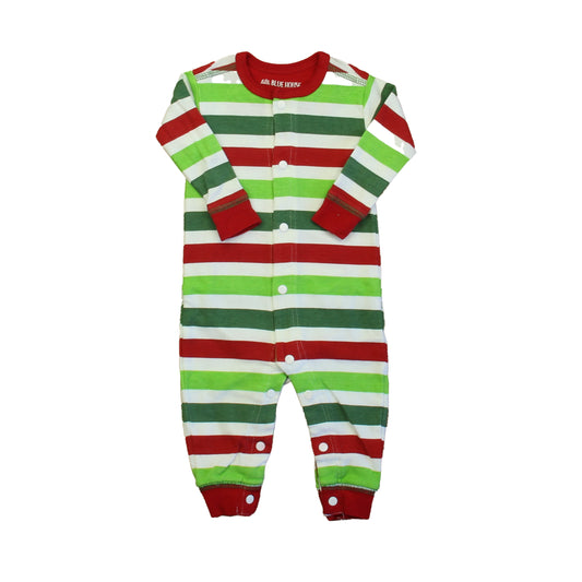 Little Blue House Unisex Red | Green Stripe 1-piece Non-footed Pajamas Size: 3-6 Months Red | Green Stripe