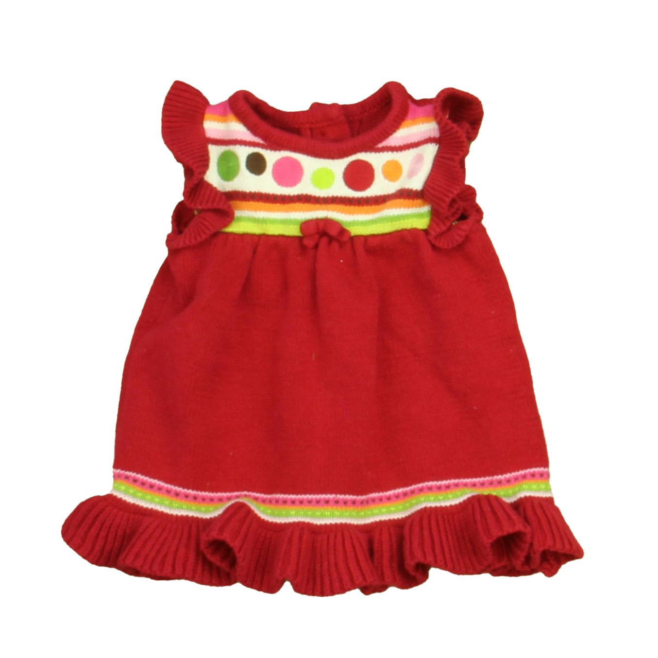 Gymboree Girls Red | Ivory | Green Sweater Dress Size: 0-3 Months Red | Ivory | Green