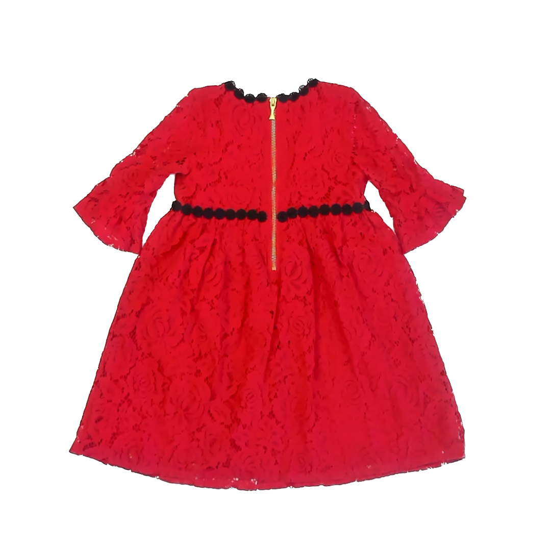 Kate Spade Girls Red Lace Special Occasion Dress Size: 6 Years Red Lace
