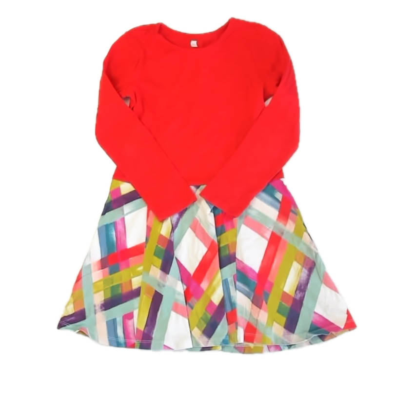 Tea Collection Girls Red Multi Dress Size: 7 Years Red Multi