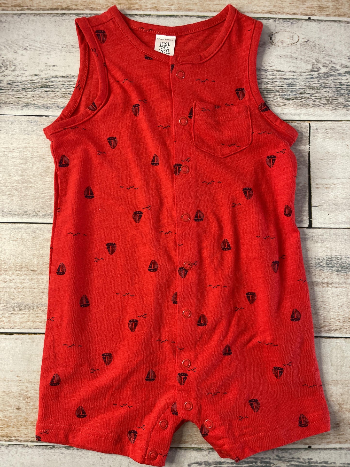 Unisex Red | Navy Blue Romper Size: 18 months Red | Navy Blue