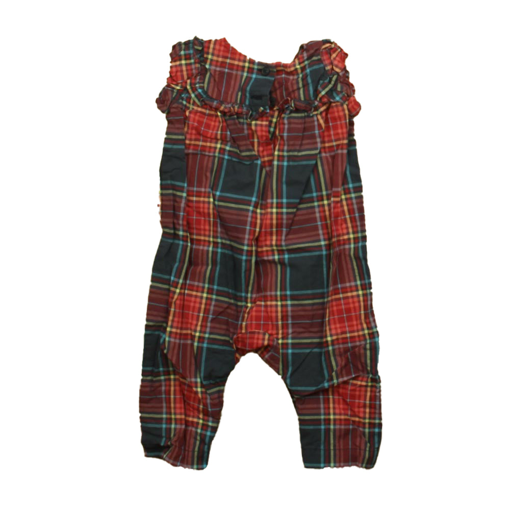 Tea Collection Girls Red | Navy Plaid Romper Size: 3-6 Months Red | Navy Plaid