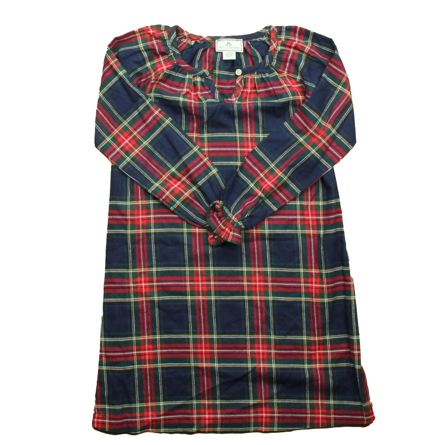 Petite Plume Girls Red | Navy Plaid Nightgown Size: 5T Red | Navy Plaid