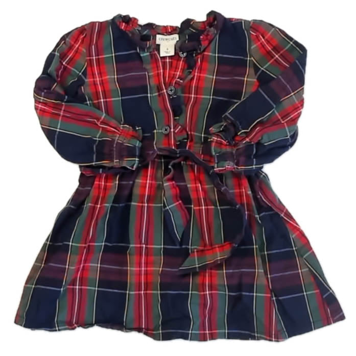 Crewcuts Girls Red | Navy Plaid Dress Size: 2T Red | Navy Plaid