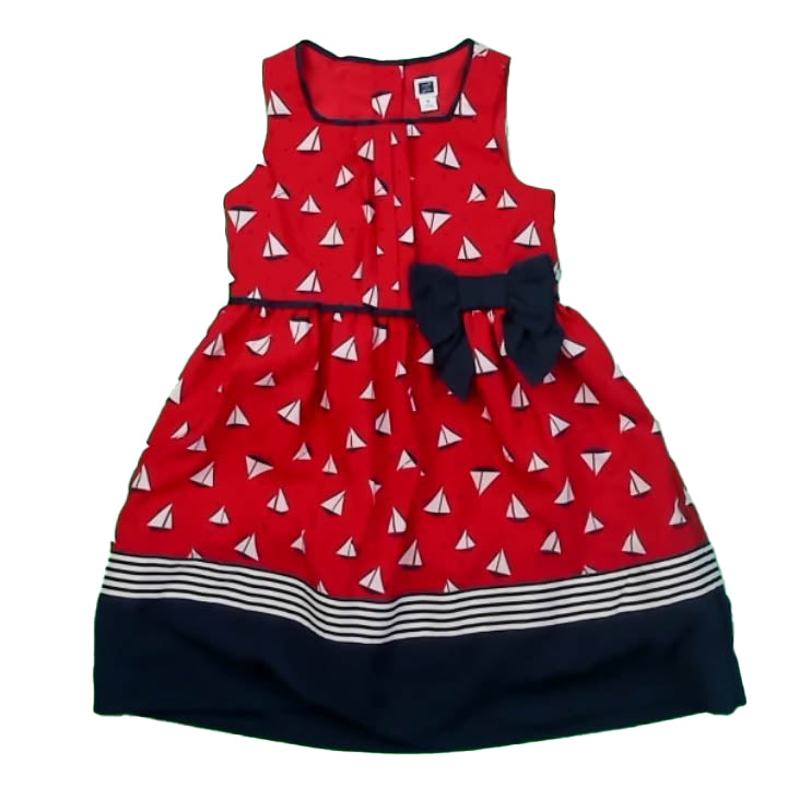 Janie and Jack Girls Red | Navy Sailboats Dress Size: 3T Red | Navy Sailboats