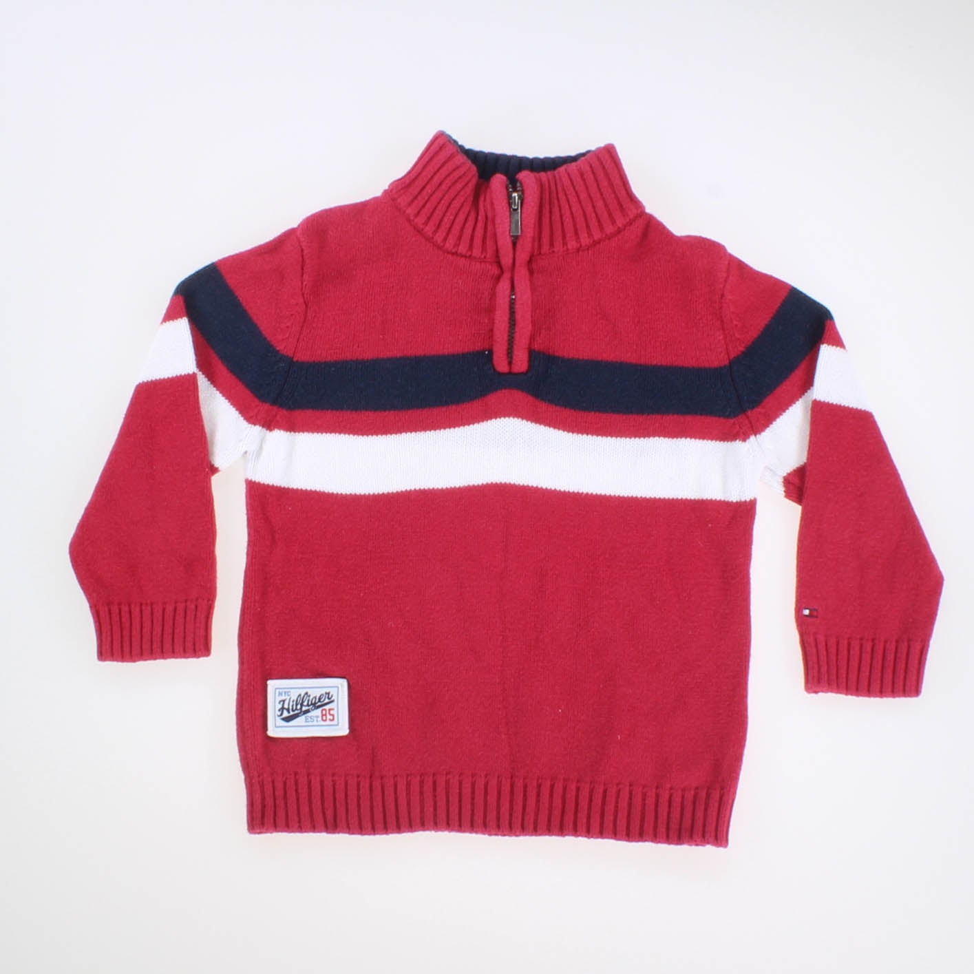 Tommy Hilfiger Boys Red | Navy | White Sweater Size: 18 Months Red | Navy | White