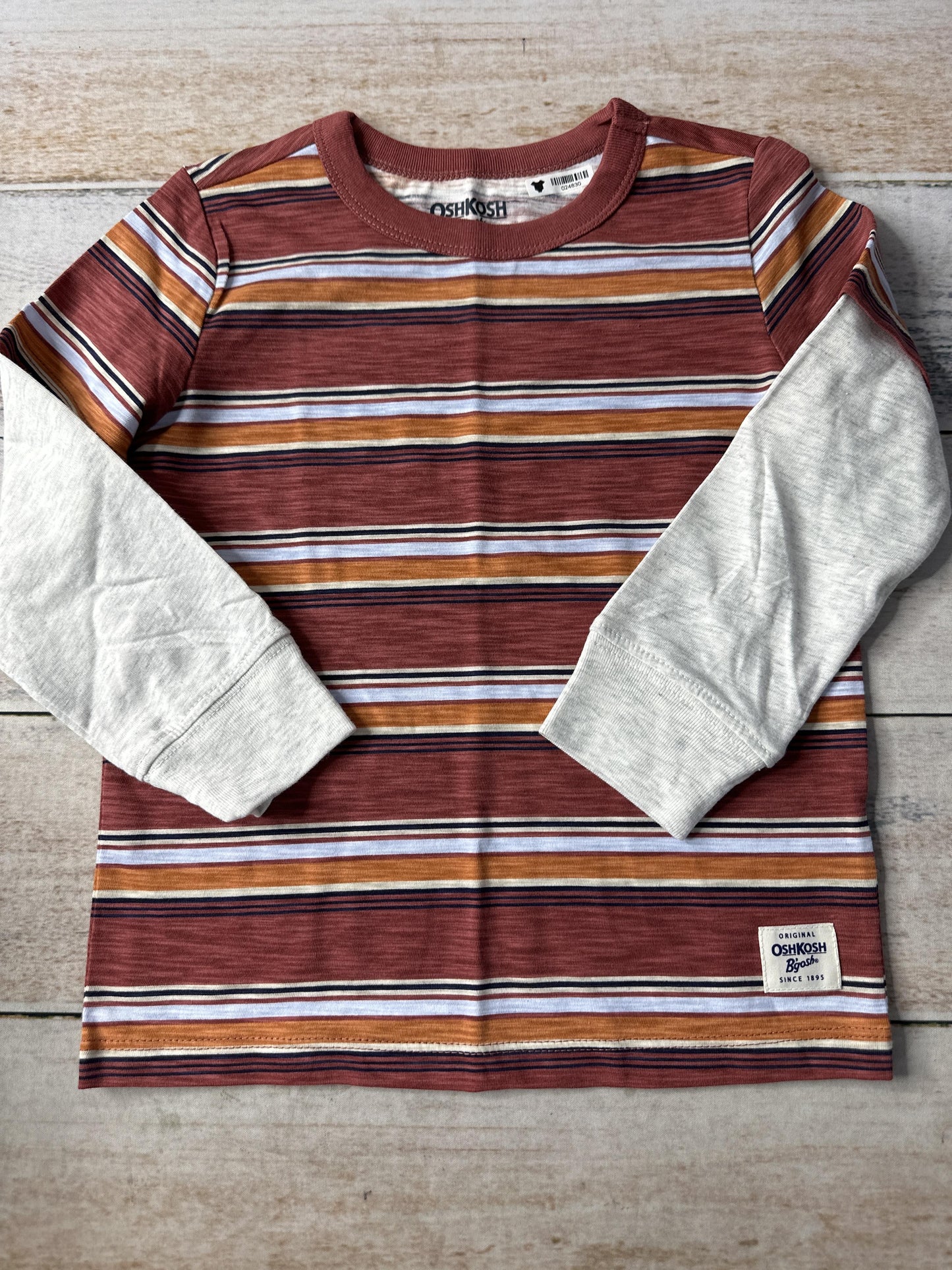OshKosh Boys Red | orange | Grey Long Sleeve T-Shirt Size: 3T Red | orange | Grey