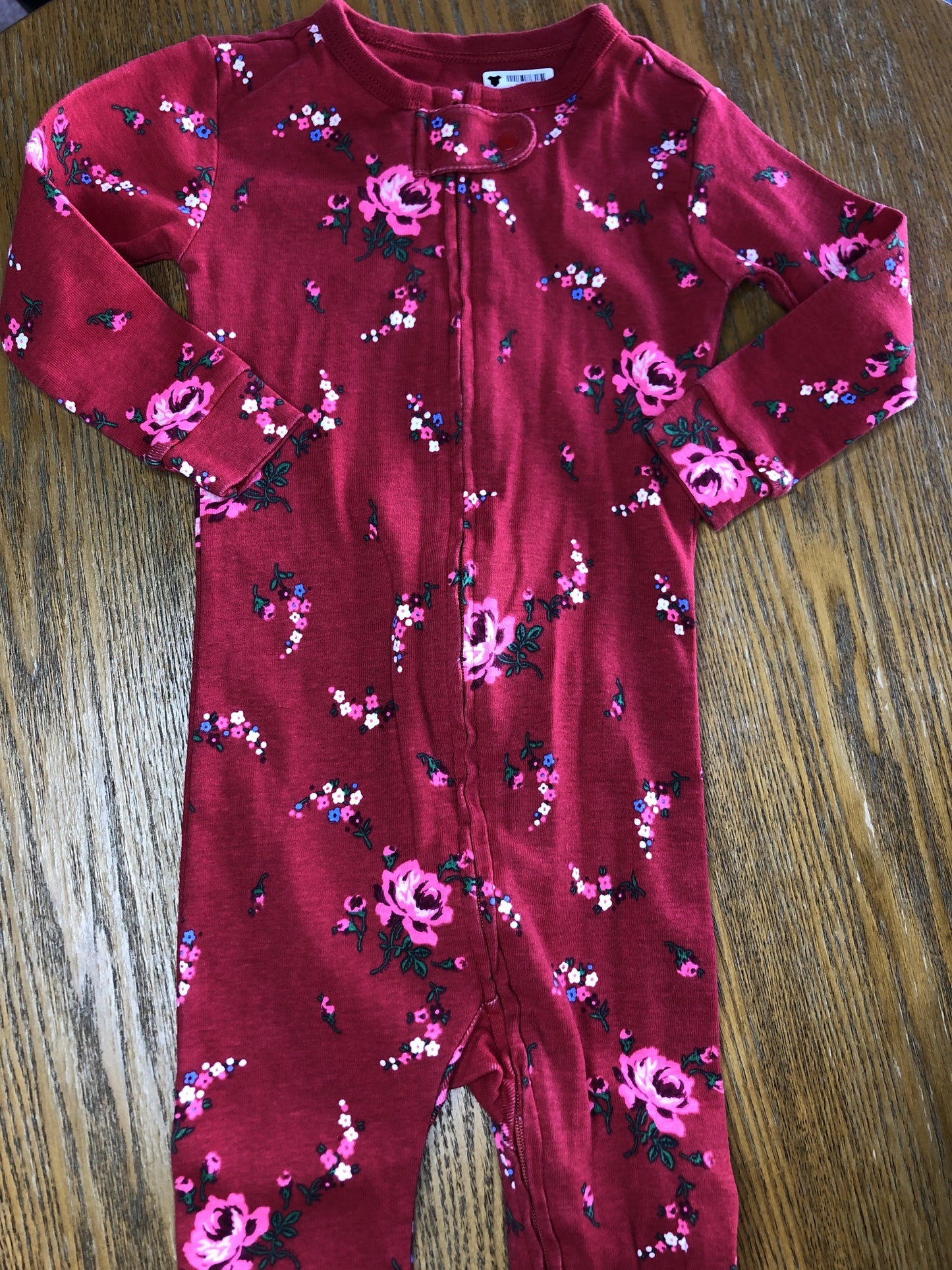 Gap Girls Red | Pink floral Pajamas Size: 18-24 months Red | Pink floral