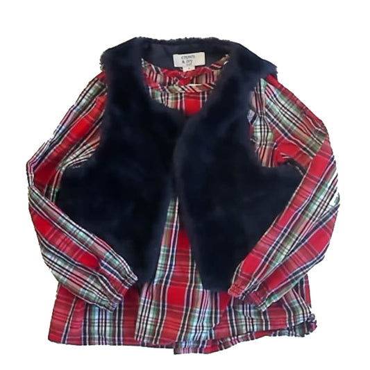 Crown & Ivy Girls Red Plaid | Navy Blouse Size: 4T Red Plaid | Navy