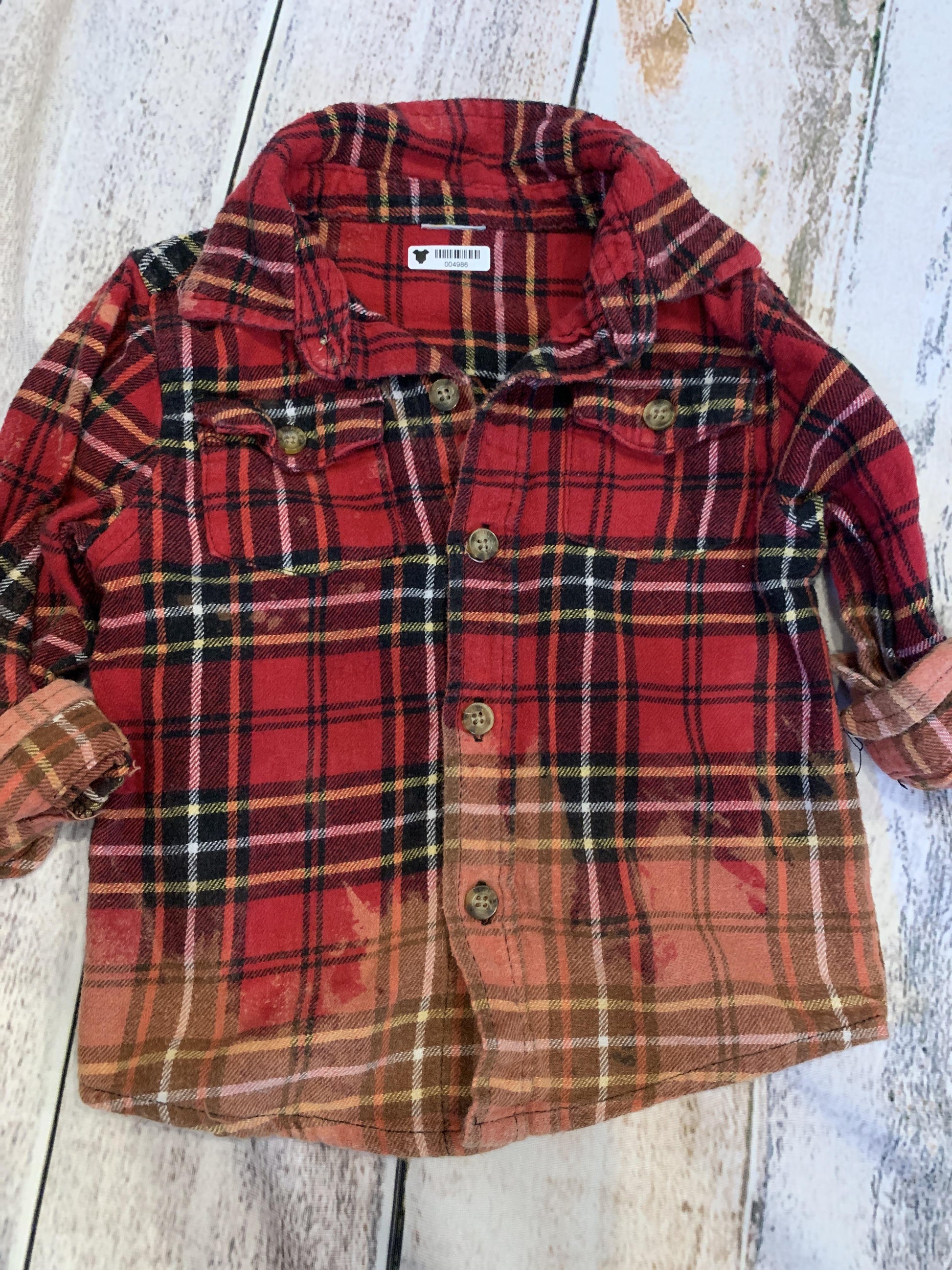 Lemon Aid Unisex Red | plaid | Tie Dye Button Down Short Sleeve Size: 18 months Red | plaid | Tie Dye