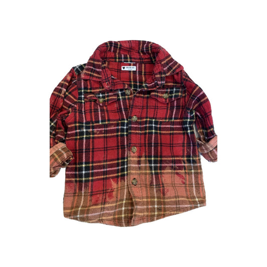 Lemon Aid Unisex Red | plaid | Tie Dye Button Down Short Sleeve Size: 18 months Red | plaid | Tie Dye