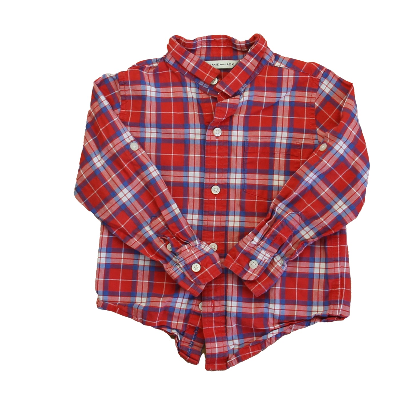 Janie and Jack Boys Red Plaid Button Down Long Sleeve Size: 2T Red Plaid