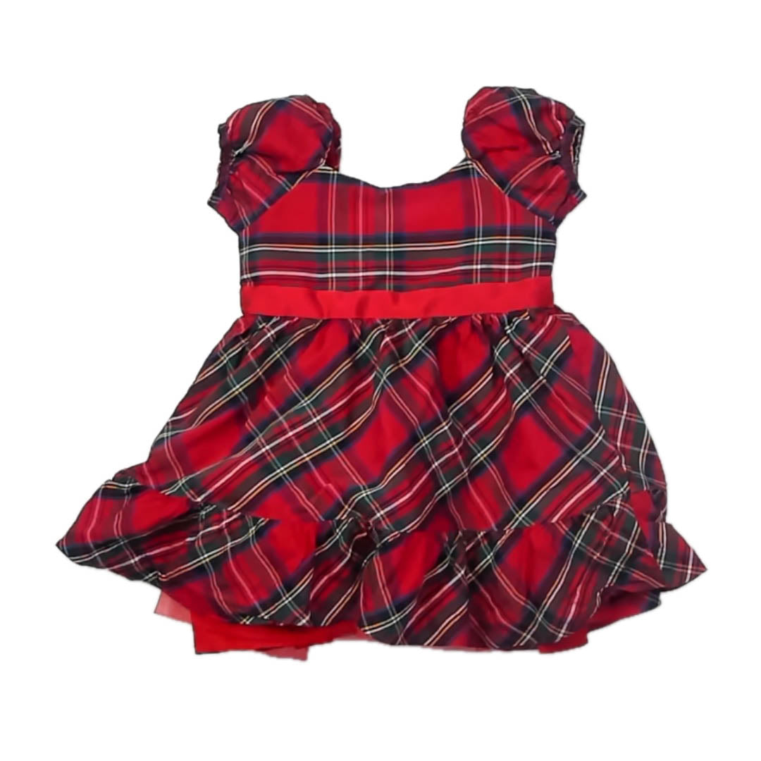 Janie and Jack Girls Red Plaid Dress Size: 12-18 Months Red Plaid