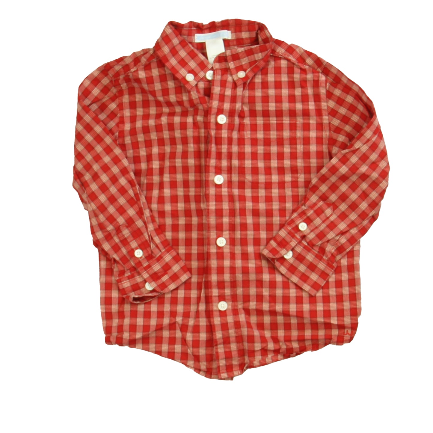 Janie & Jack Boys Red Plaid Button Down Long Sleeve Size: 2T Red Plaid