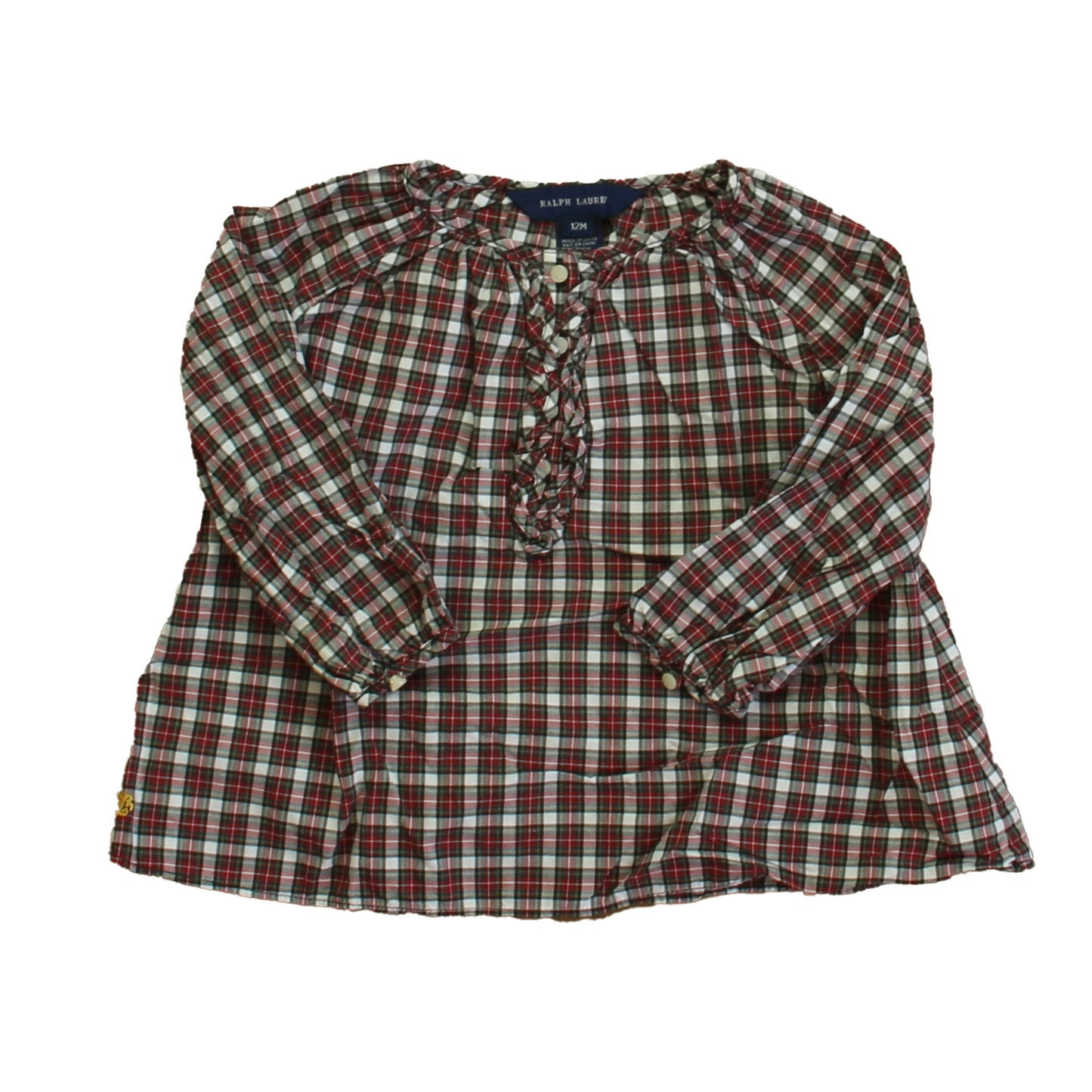 Ralph Lauren Girls Red Plaid Blouse Size: 12 Months Red Plaid