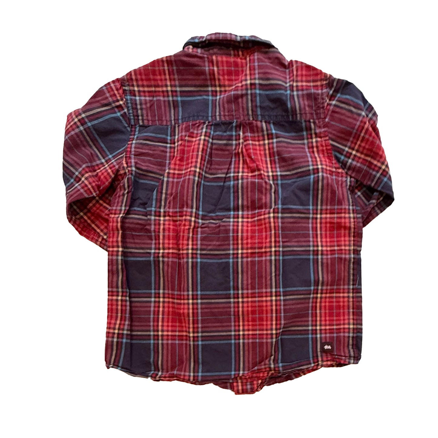 Tea Collection Boys Red Plaid Button Down Long Sleeve Size: 6 Years Red Plaid