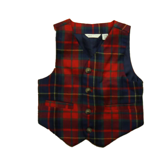 Janie and Jack Boys Red Plaid Vest Size: 12-18 Months Red Plaid