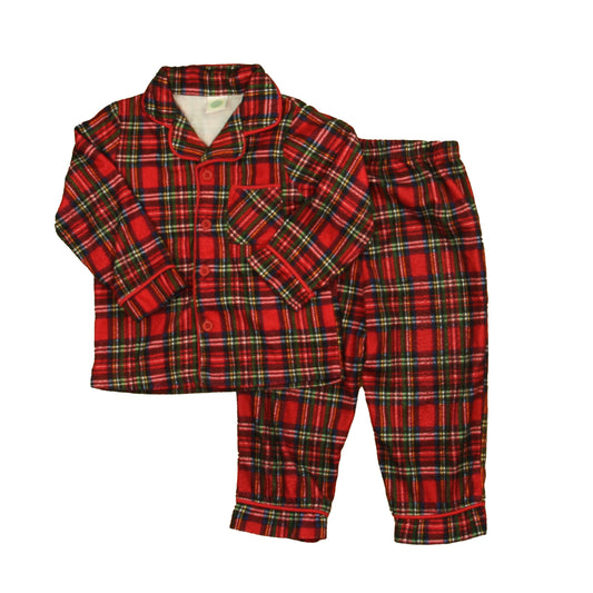 Little Me Unisex Red Plaid 2-piece Pajamas Size: 12 Months Red Plaid