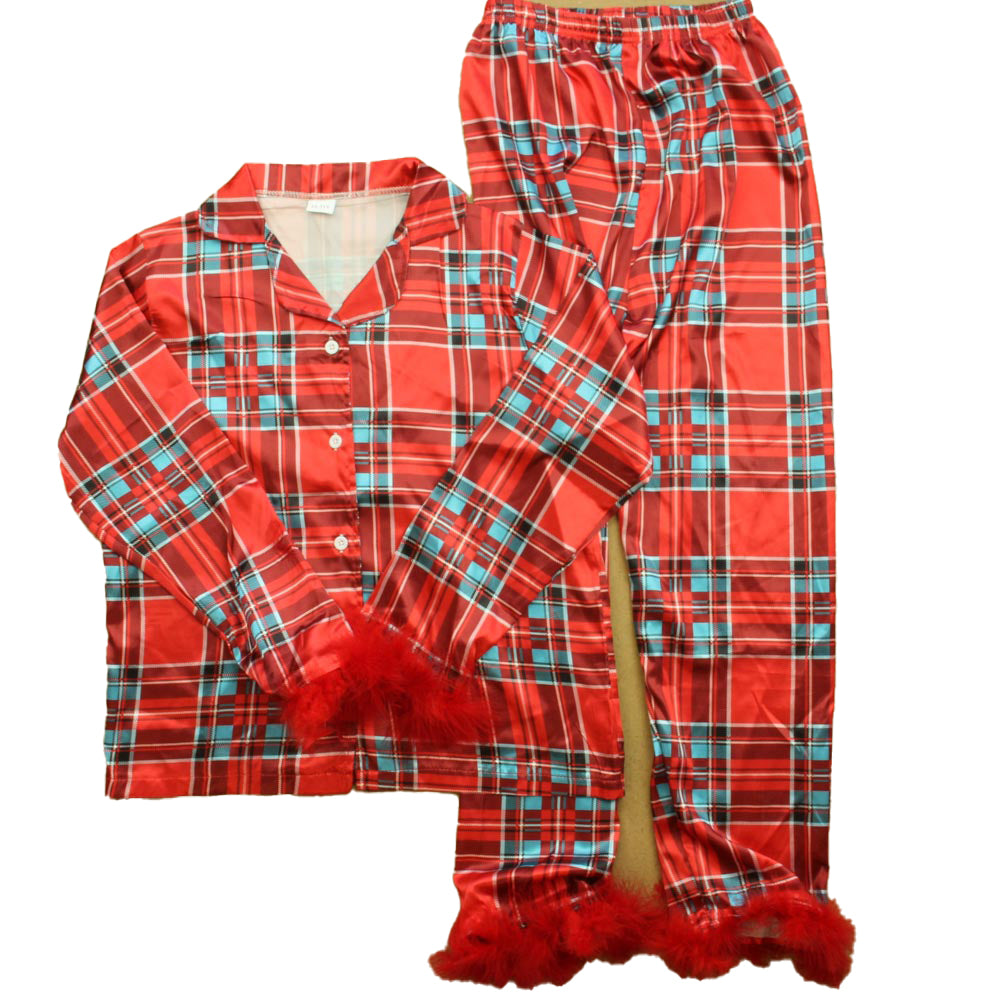 Unknown Brand Girls Red Plaid 2-piece Pajamas Size: 10-11 Years Red Plaid