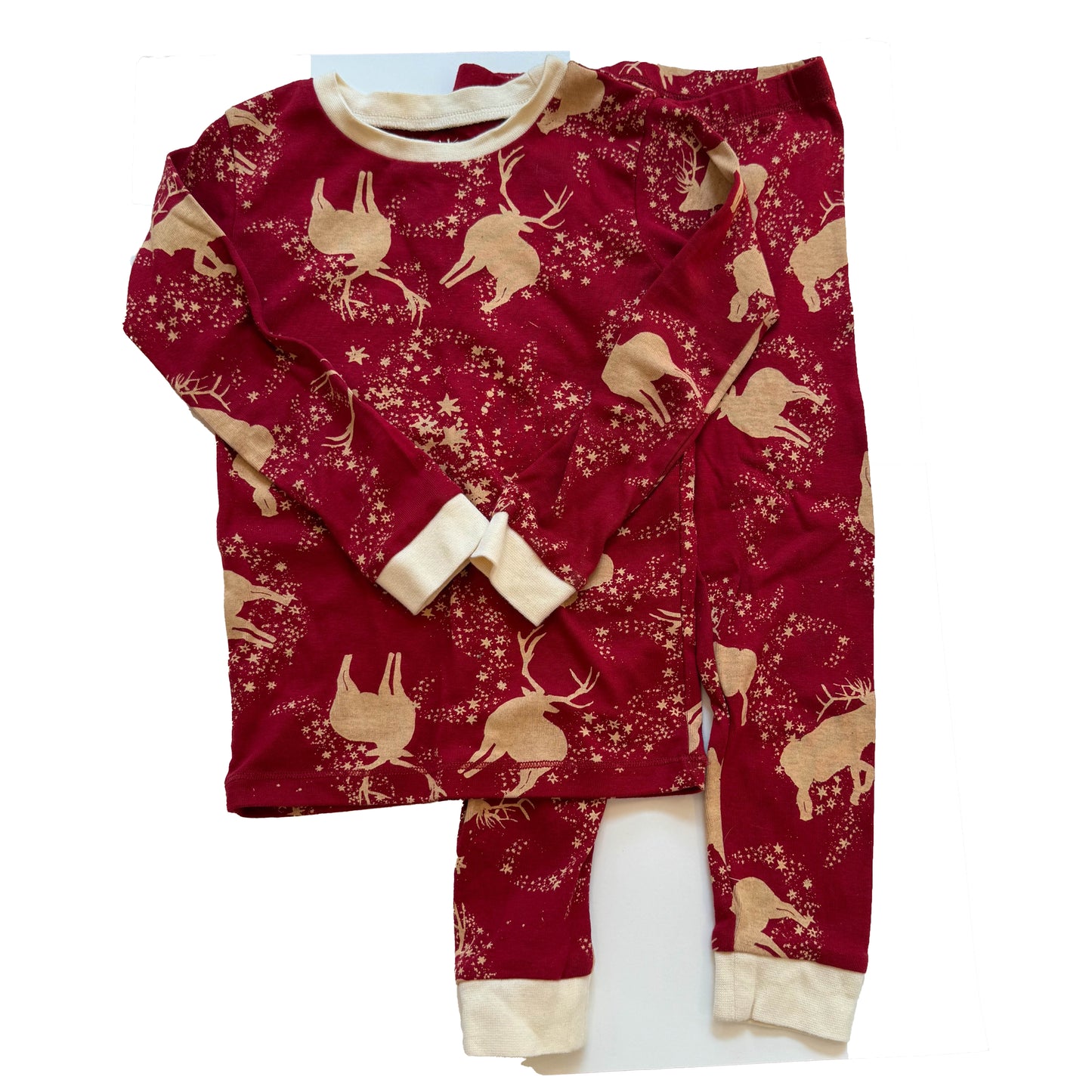 Burt's Bees Unisex Red Reindeer 2-piece Pajamas Size: 3T Red Reindeer