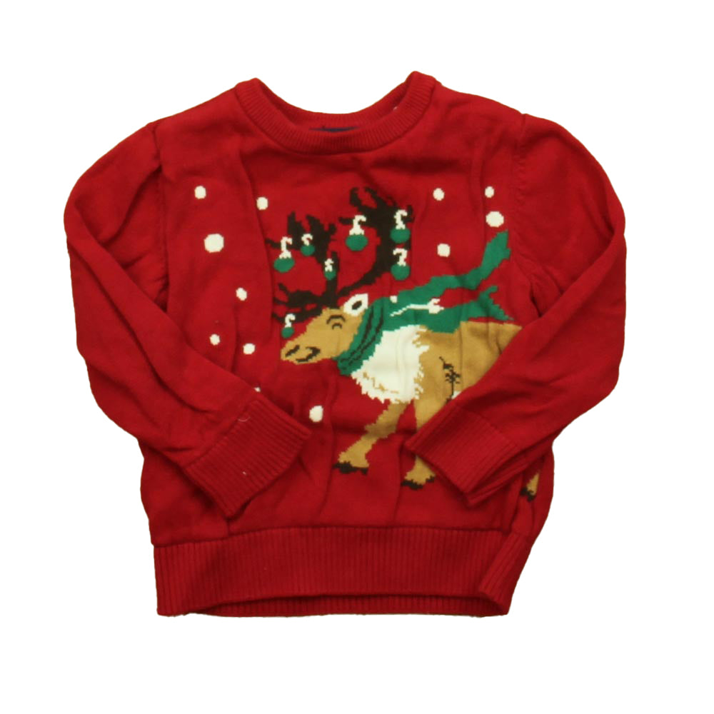 The Children's Place Unisex Red Reindeer Sweater Size: 18-24 Months