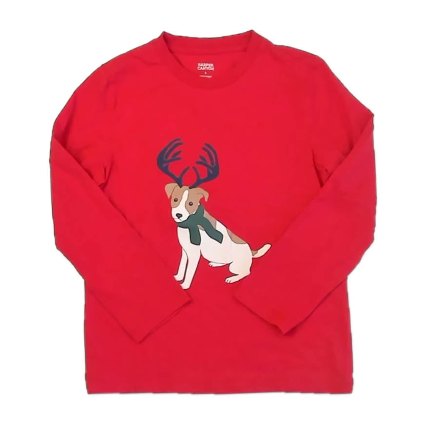 Harper Canyon Boys Red Reindeer Long Sleeve T-Shirt Size: 6 Years Red Reindeer