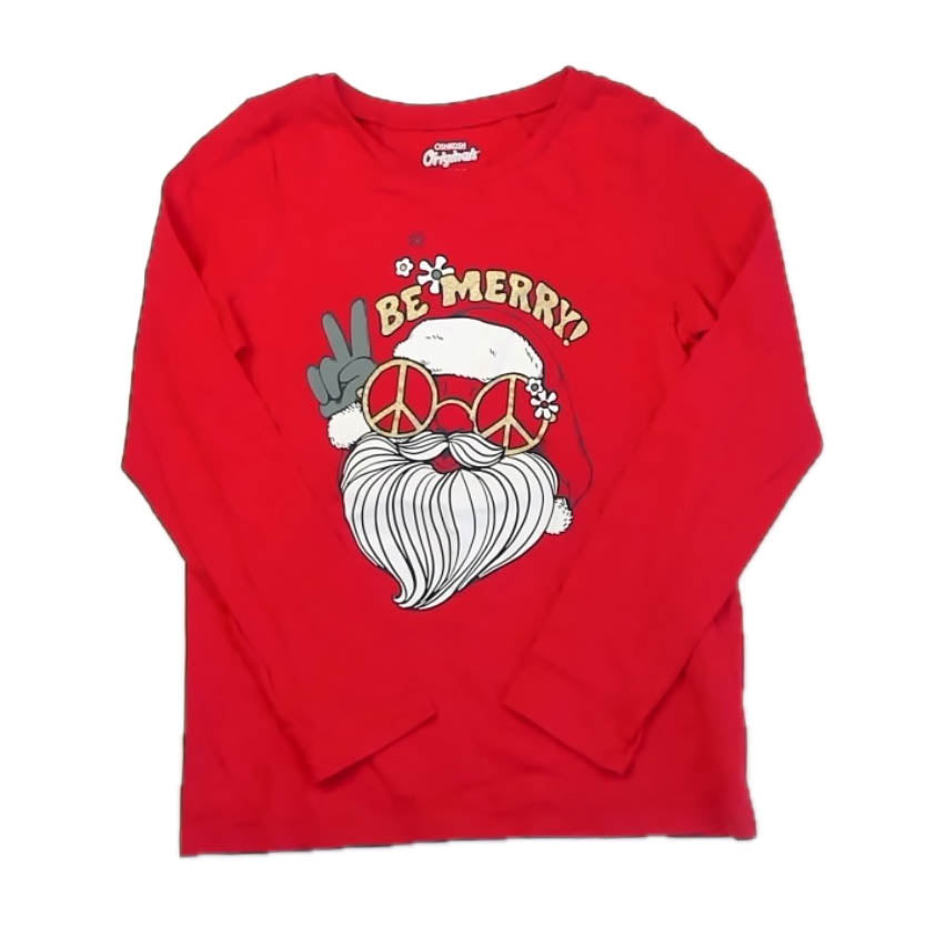 Osh Kosh Girls Red Santa Long Sleeve T-Shirt Size: 12 Years Red Santa