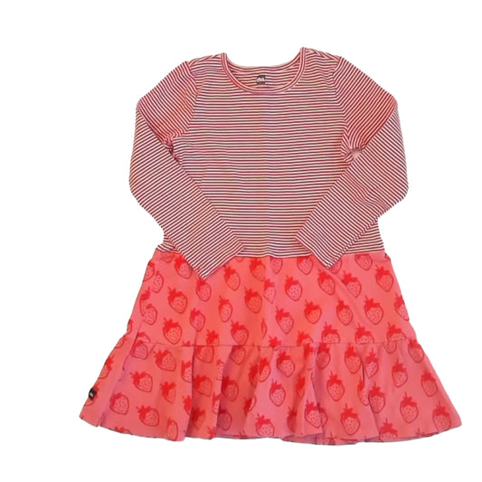Tea Collection Girls Red Stripe | Strawberries Dress Size: 6 Years Red Stripe | Strawberries