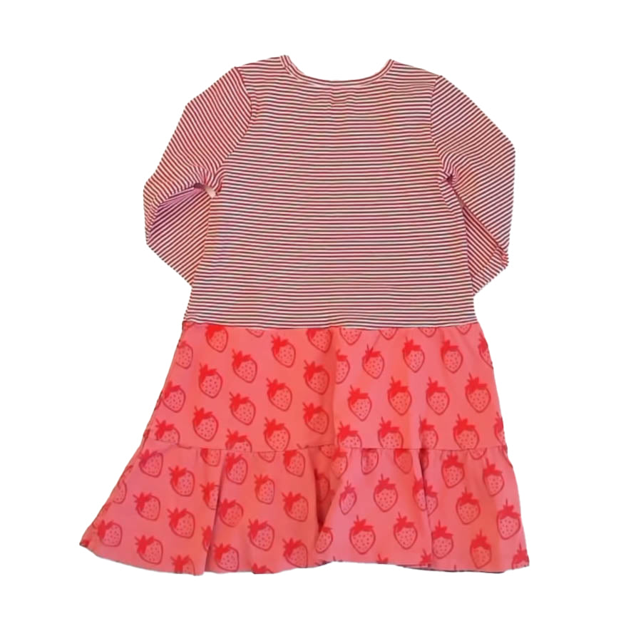 Tea Collection Girls Red Stripe | Strawberries Dress Size: 6 Years Red Stripe | Strawberries
