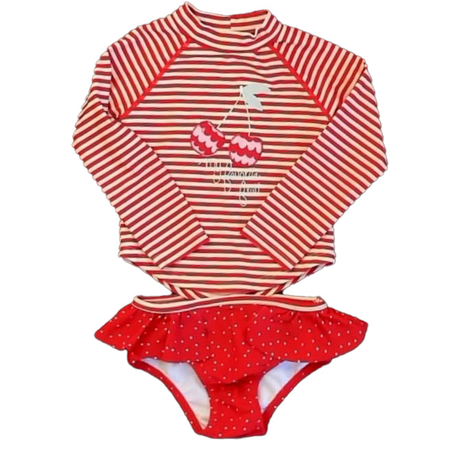 Jessica Simpson Girls Red Stripe 2-piece Swimsuit Size: 2T Red Stripe
