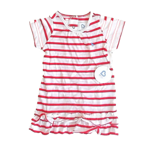 Mbaby Girls Red Stripe Dress Size: 12 Months Red Stripe