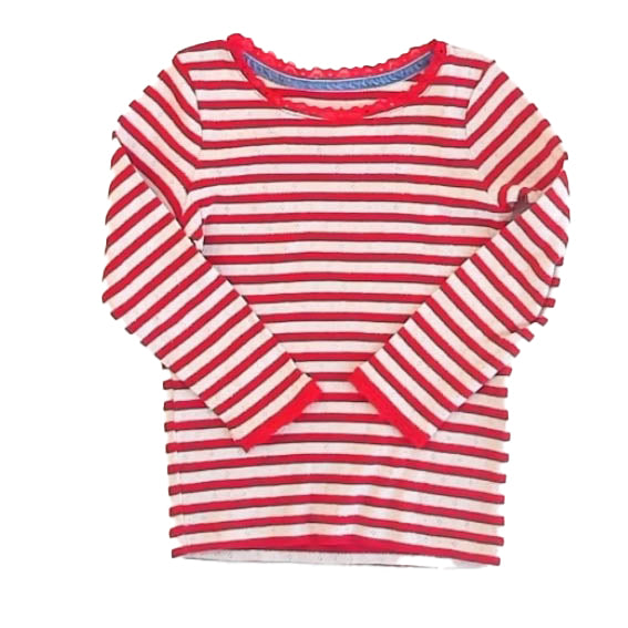 Boden Girls Red Stripe Long Sleeve Shirt Size: 3-4T Red Stripe