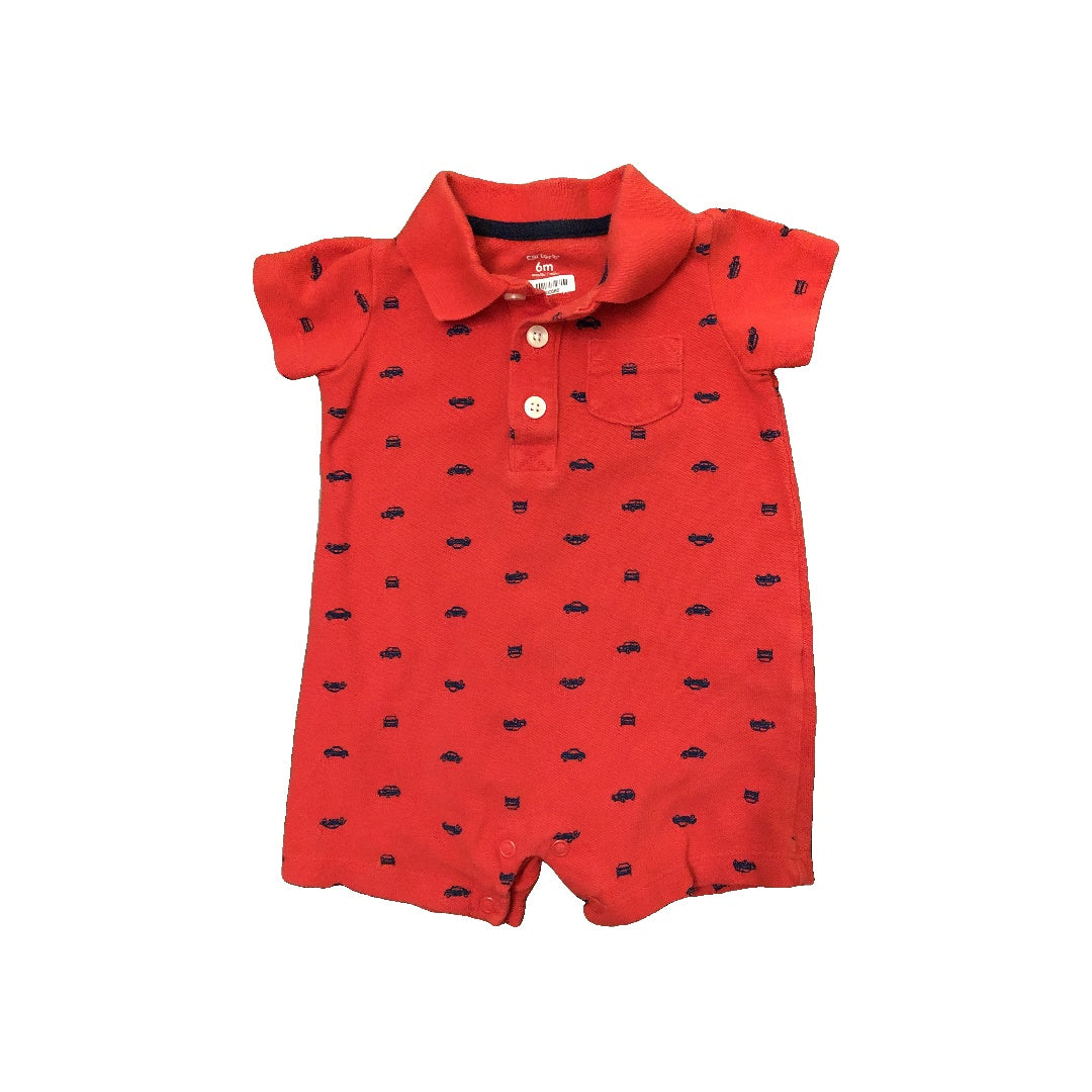 Carters Boys Red | Trucks Romper Size: 6 months Red | Trucks