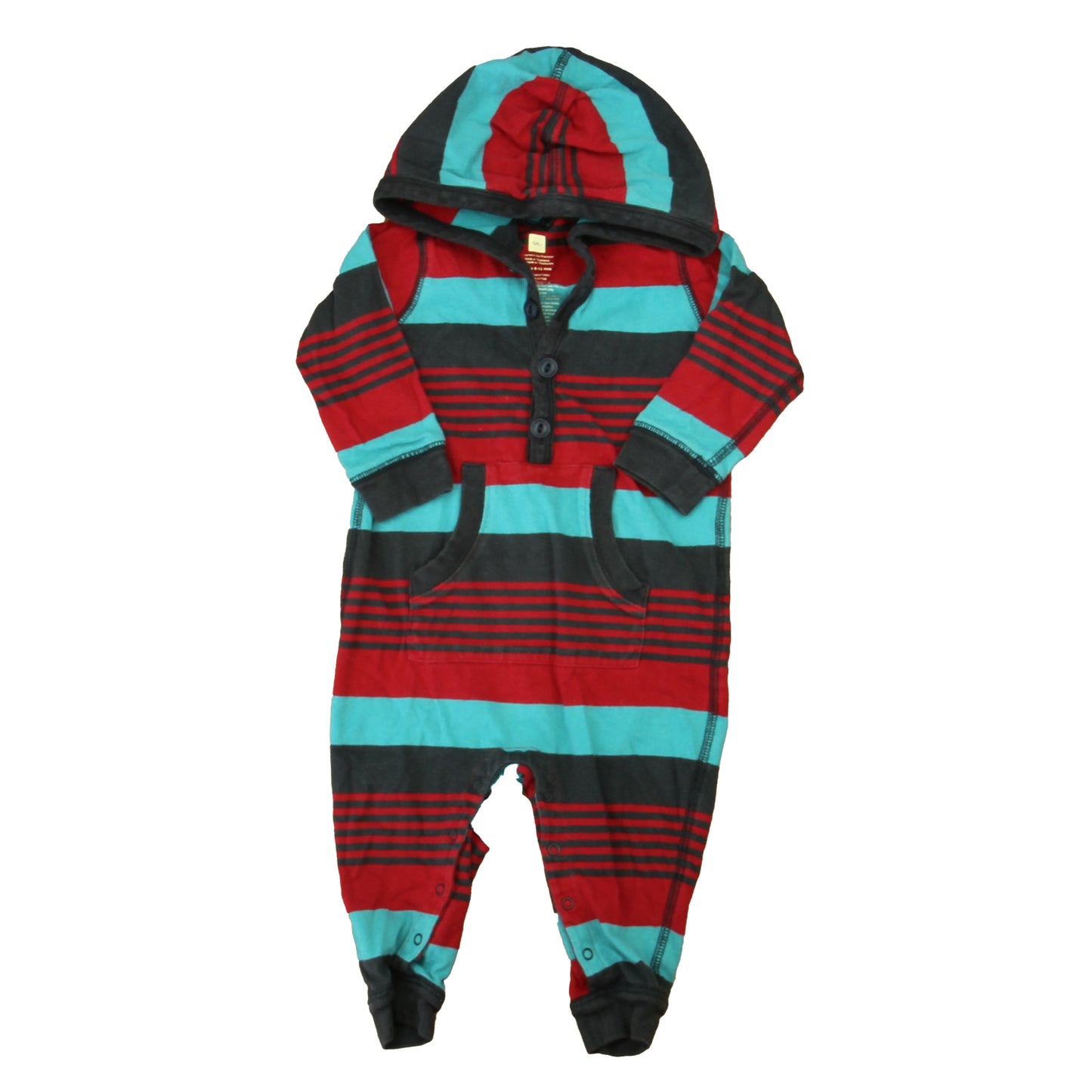 Tea Boys Red | Turquoise | Brown Stripe Long Sleeve Outfit Size: 6-12 Months Red | Turquoise | Brown Stripe
