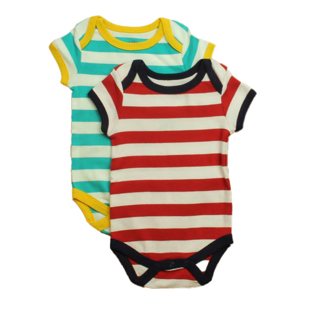 Mightly Boys Red | Turquoise Stripe Onesie Size: 3-6 Months Red | Turquoise Stripe