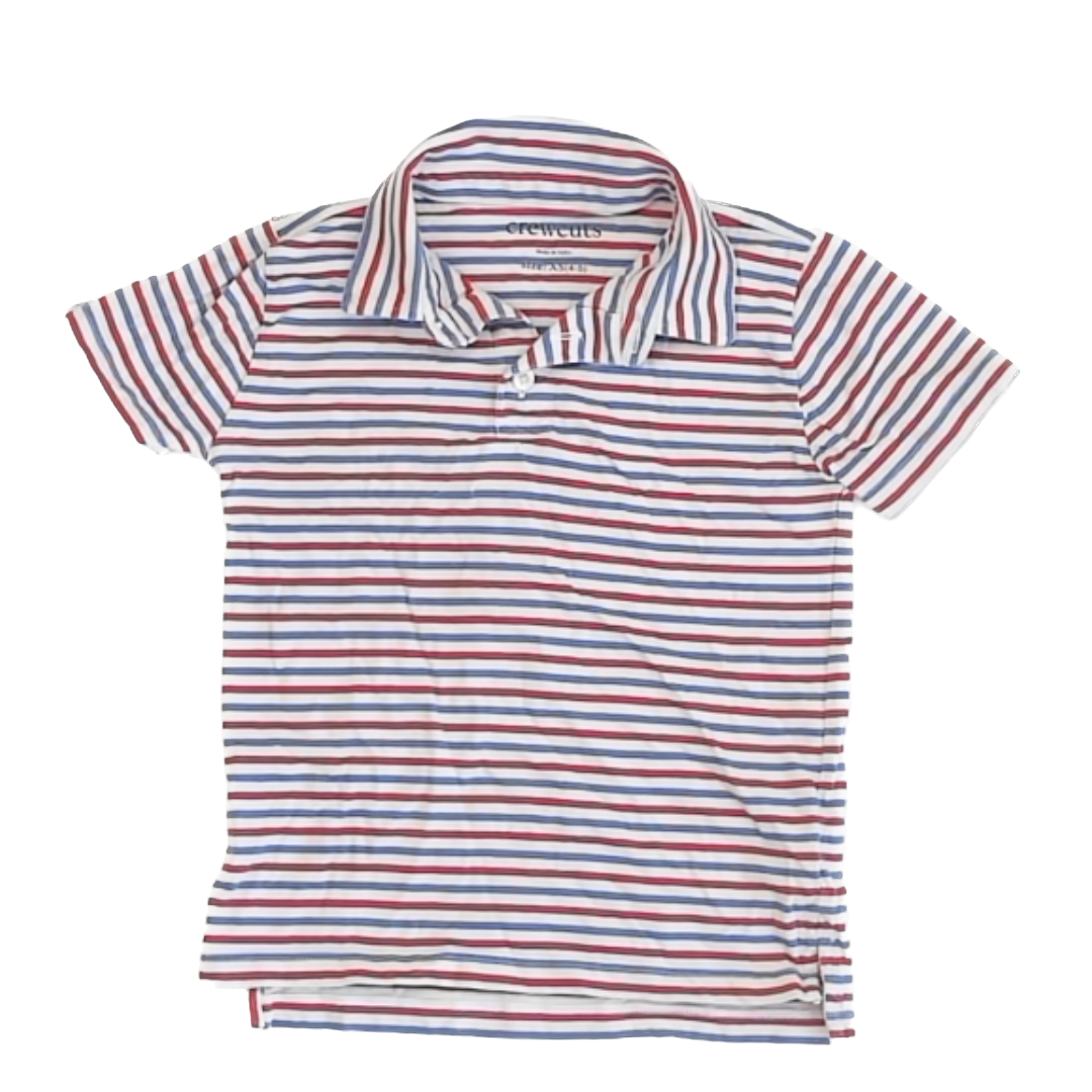Crewcuts Boys Red | White | Blue Stripe Polo Shirt Size: XS (4-5T) Red | White | Blue Stripe