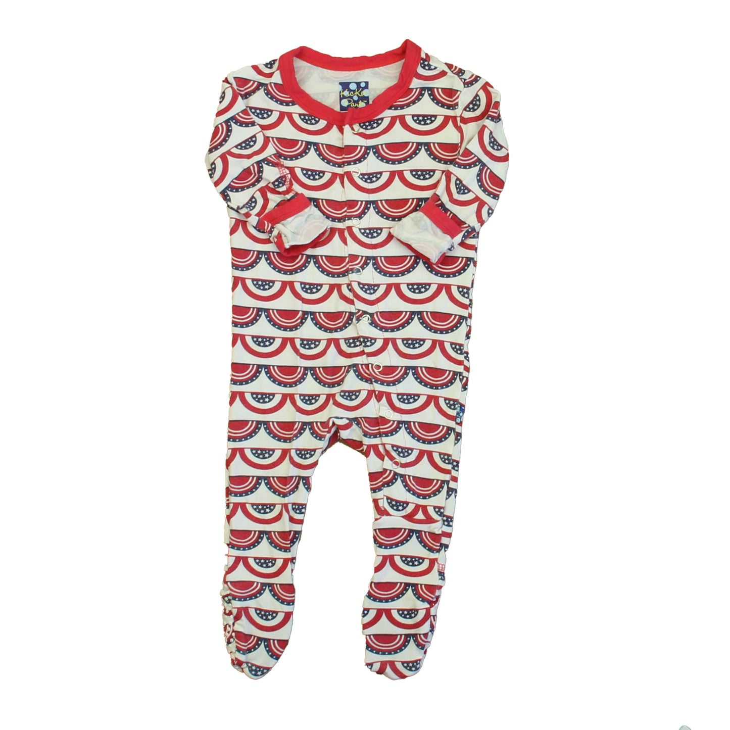 Kickee Pants Unisex Red | White | Blue 1-piece footed Pajamas Size: 0-3 Months Red | White | Blue