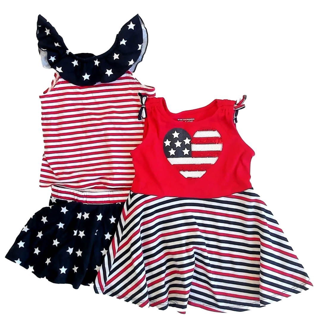 The Children's Place Girls Red | White | Blue Dress Size: 18-24 Months Red | White | Blue