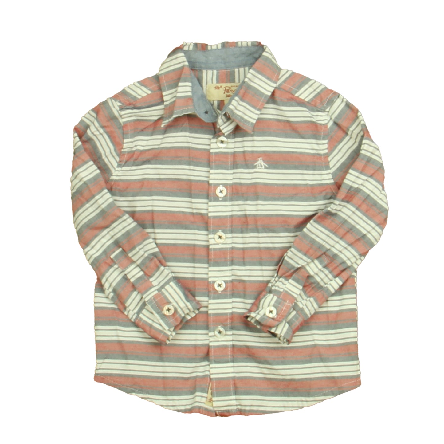 Penguin Boys Red | White | Blue Button Down Long Sleeve Size: 2T Red | White | Blue