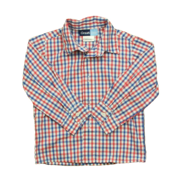 Great Guy Boys Red | White | Blue Button Down Long Sleeve Size: 3T Red | White | Blue