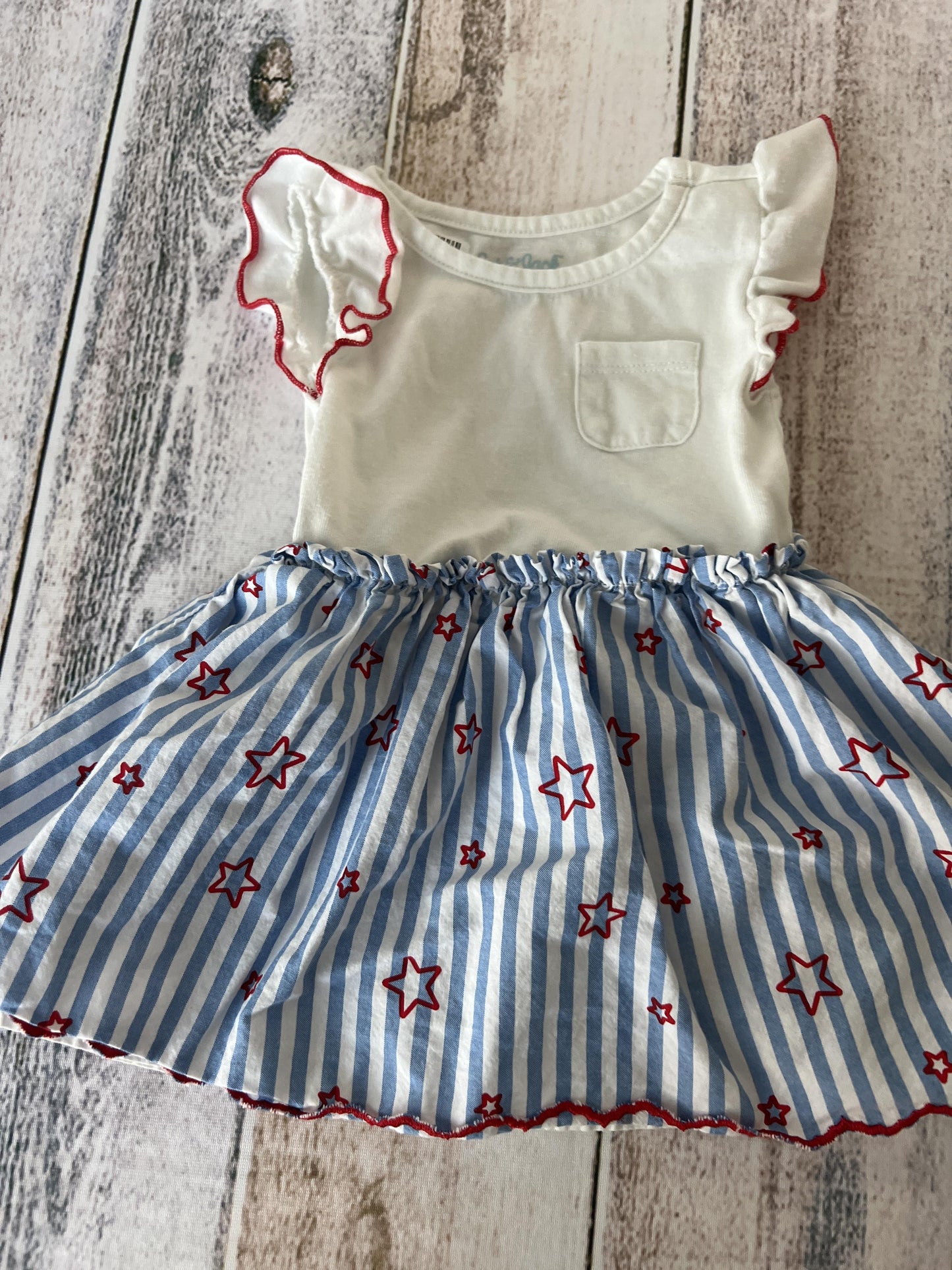 Cat & Jack Girls Red | White | Light Blue Dress Size: 12 months Red | White | Light Blue