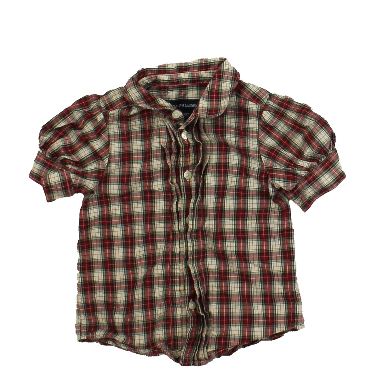 Ralph Lauren Girls Red | White | Plaid Blouse Size: 3T Red | White | Plaid