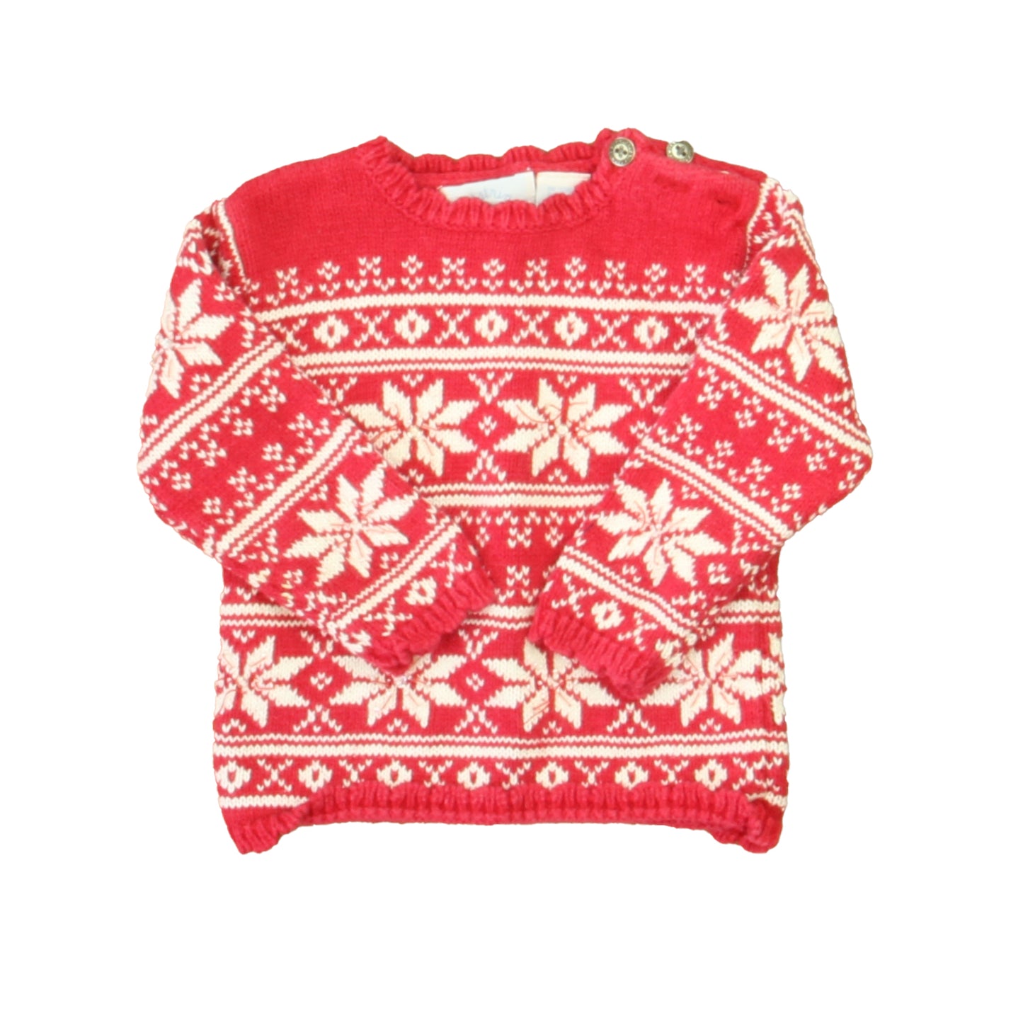 Hartstrings Girls Red | White Snowflakes Sweater Size: 24 Months Red | White Snowflakes