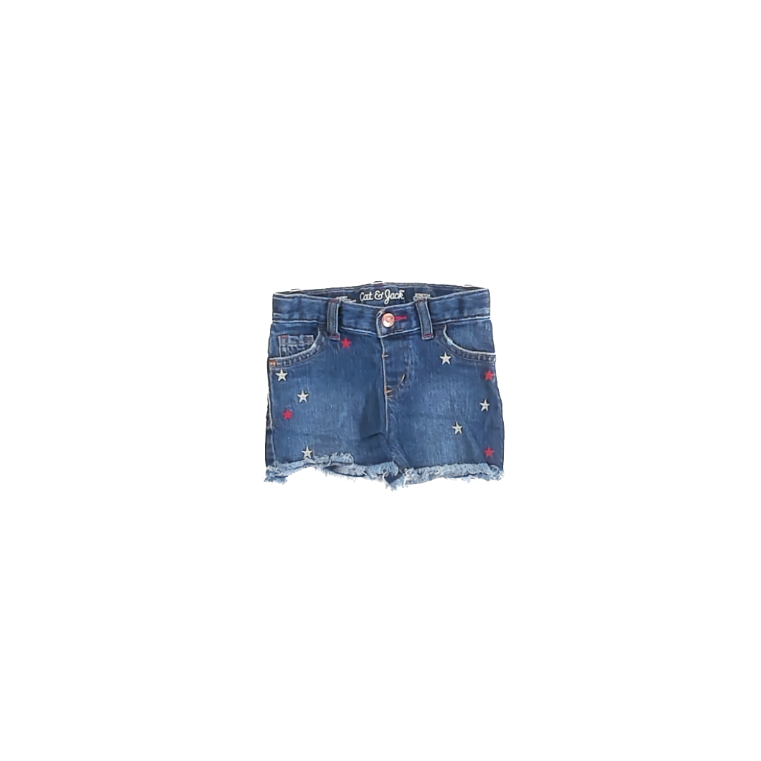 Cat & Jack Girls Red | White stars Jean Shorts Size: 3T Red | White stars