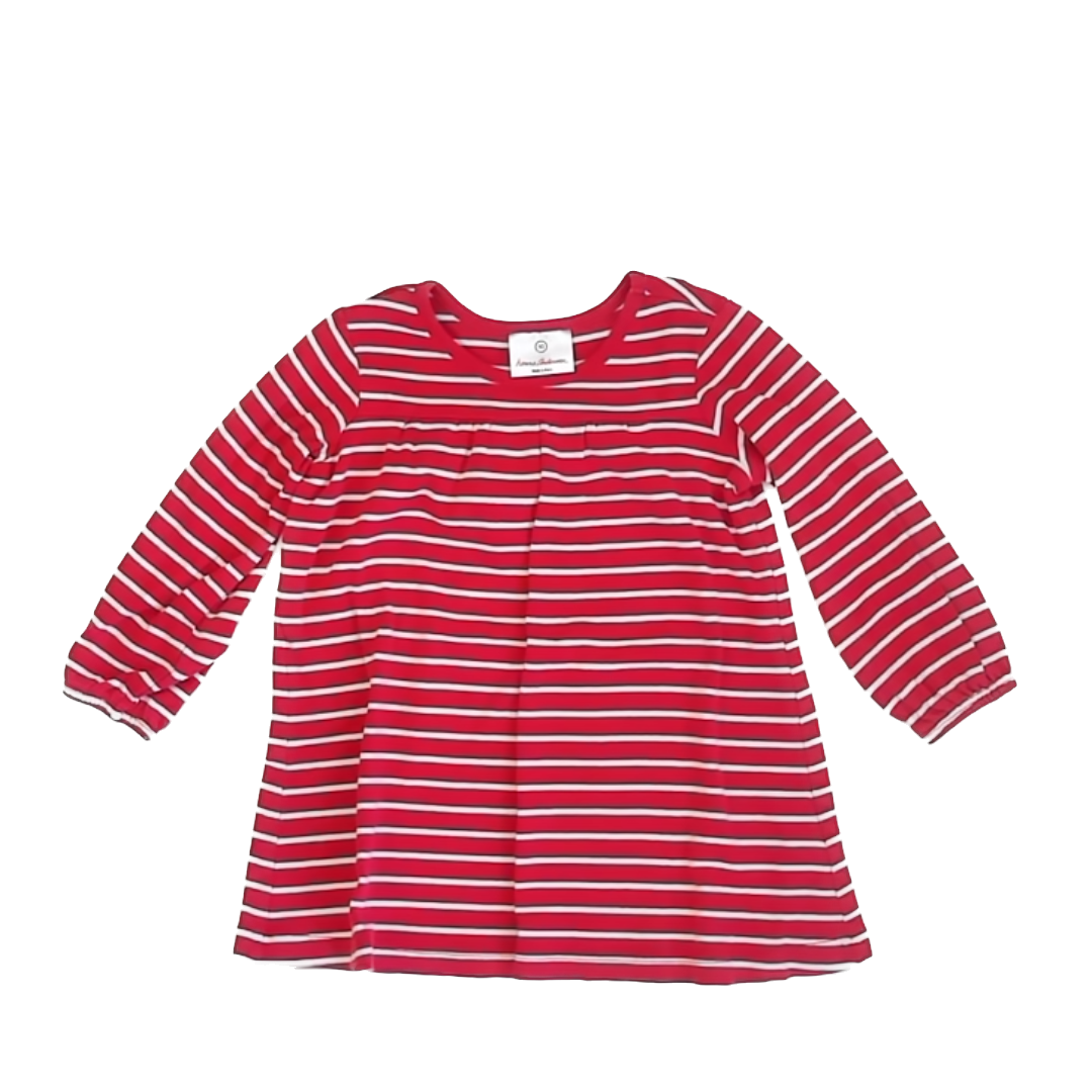 Hanna Andersson Girls Red | White Stripe Long Sleeve Shirt Size: 90 (2T) Red | White Stripe