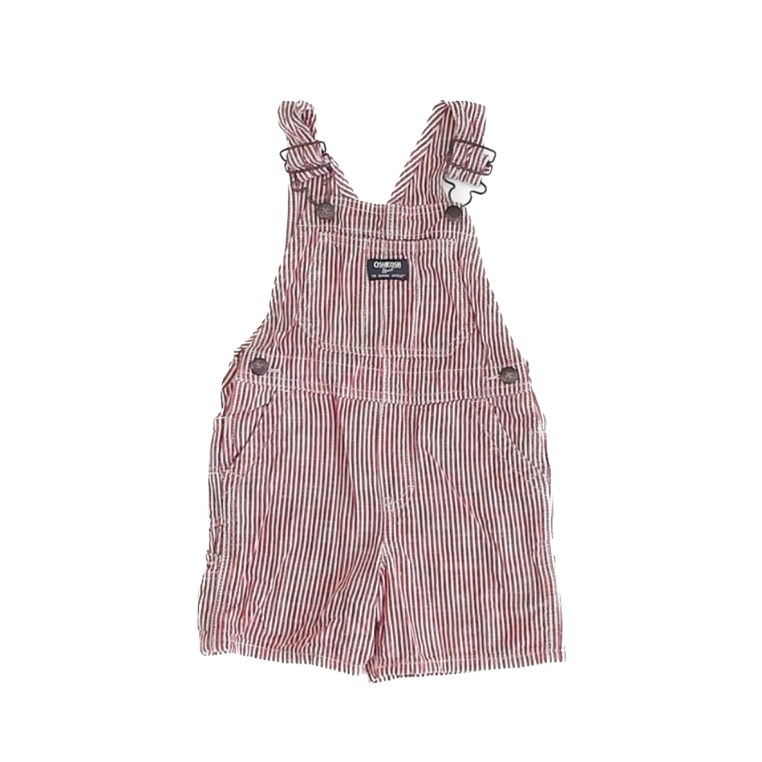 Osh Kosh Boys Red | White Striped Overall Shorts Size: 3T Red | White Striped